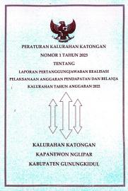 PERATURAN KALURAHAN KATONGAN NOMOR 1 TAHUN 2023 TENTANG PERTANGUNGJAWABAN APBKAL 2022